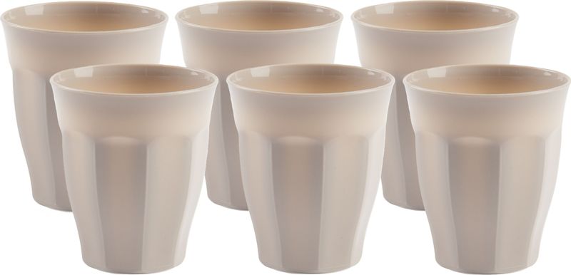 Onbreekbare Picardi drinkglazen - 6x stuks - kunststof - beige - 250 ml - camping/outdoor/kinder - Drinkglazen