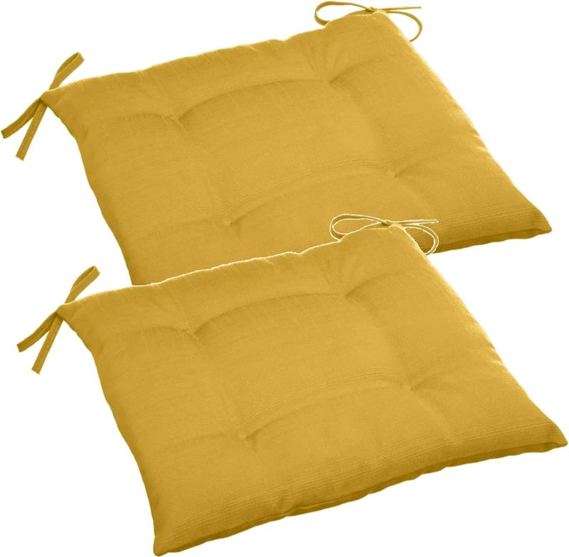 Set van 2x stuks hesperide tuinstoelkussen - geel - uv-bestendig - 40 x 4 cm - tuinstoelkussens