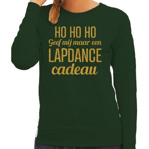 Foute kersttrui/sweater voor dames - Hohoho lapdance cadeau - groen - glitter goud - kerst truien