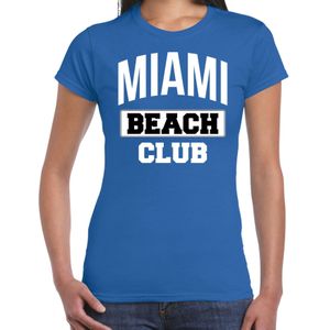 Miami Beach Club Zomer T-shirt Voor Dames - Blauw - Beach Party / Vakantie Outfit / Kleding / Strand Feest Shirt XS