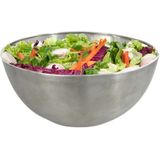 Salade/serveer schalen - mat zilver - RVS - 29 en 23 cm - serveerschalen - keuken accessoires - Serveerschalen