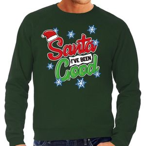Groene foute kersttrui / sweater Santa I have been good voor heren - kerst truien