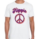 Hippie t-shirt wit voor heren - Feestshirts