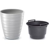 Plantenpot/bloempot Amazing - 2x - buiten/binnen - kunststof - wit - D30 x H33 cm - Plantenpotten