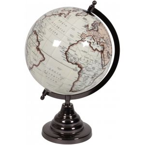 Vintage look wereldbol op houten voet 20 cm - Wereldbollen