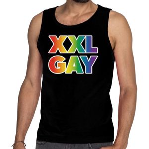 Regenboog gay pride XXL Gay zwarte tanktop voor heren - Feestshirts