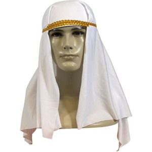 2x stuks witte Arabieren carnaval/verkleed hoofddoek - Verkleedhoofddeksels