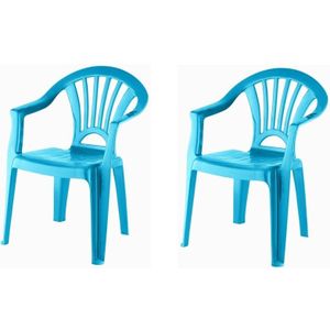 2x Blauw tuinstoel 37 x 31 x 51 cm voor kinderen - Kinderstoelen
