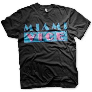 Jaren 80 verkleed thema Miami Vice t-shirt heren zwart - Feestshirts