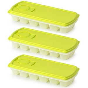 PlasticForte IJsblokjesvorm met deksel - 3x - 12 ijsklontjes - kunststof - groen