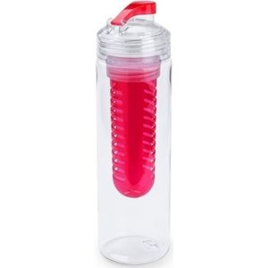 Drinkfles/waterfles met fruitfilter rood 700 ml - Drinkflessen