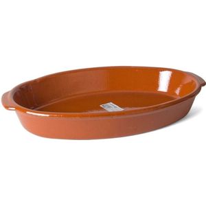 Bruine kleine terracotta ovenschaal/serveerschalen 35 x 19 x 6 cm - Ovaal - Ovenschotel schalen - Bakvorm/braadslede