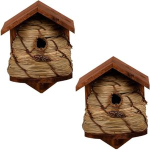 2x Vogelhuisjes/nestkastjes bijenkorf 25.8 cm - Vogelhuisjes