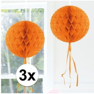 3x Oranje feestversiering decoratie bol 30 - Hangdecoratie