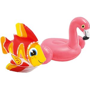 Intex Kleine Opblaas Dieren Zwembad Setje Flamingo/vis 25 Cm