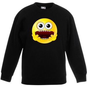 Emoticon sweater geschrokken zwart kinderen - Sweaters kinderen