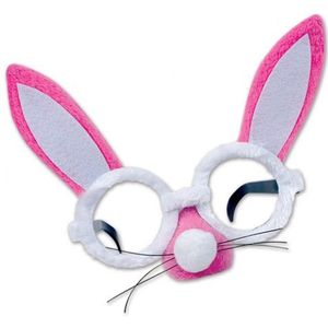 Roze bril met konijnenoren en snuit - Verkleedbrillen
