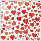 Valentijn tafelversiering hart print servetten in houder - Feestservetten