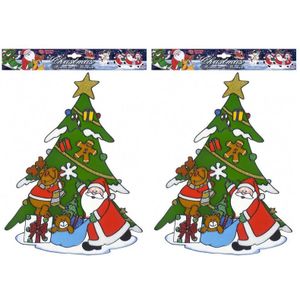 3x stuks kerstversiering raamstickers kerstman/rendier plaatjes 40 cm - Feeststickers