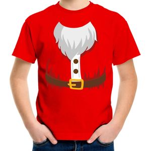 Kerstkostuum Kerstman verkleed t-shirt - rood - kinderen - Kerstkostuum / Kerst outfit 116/134