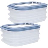 6x Vleeswarendoos voedsel bewaarbakjes transparant/blauwgrijs - Vleeswaren bakjes - Broodbeleg bewaardoos