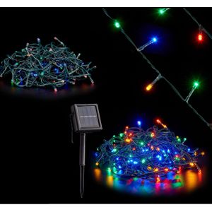 Kerstverlichting/party lights 200 gekleurde LED lampjes op zonne-energie - Kerstverlichting kerstboom