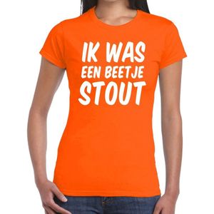 Oranje Ik was een beetje stout t-shirt voor dames - Feestshirts