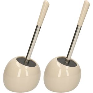 5Five - 2x WC-/toiletborstels met houder beige glans keramiek 36 cm