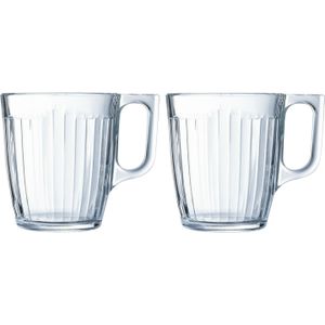 Luminarc Theeglazen Leeds - 12x - transparant bewerkt glas - 8 x 9 cm - 250 ml - Koffie- en theeglazen