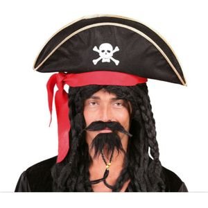 Carnaval verkleed hoed voor een Piraat - zwart - polyester - heren/dames - Verkleedhoofddeksels