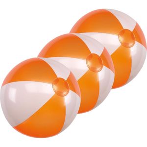 3x Opblaas bal oranje/wit 28 cm kinderspeelgoed - Strandballen