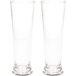 2x stuks onbreekbaar bierglas op voet transparant kunststof 30 cl/300 ml - Bierglazen