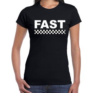 Fast coureur supporter / finish vlag t-shirt zwart voor dames - Feestshirts
