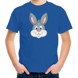 Cartoon konijn t-shirt blauw voor jongens en meisjes - Cartoon dieren t-shirts kinderen - T-shirts