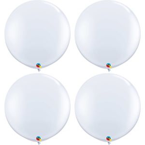 4x stuks qualatex witte mega ballon 90 cm - Ballonnen