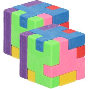 4x stuks voordelige kronkel breinbreker kubus puzzel van 3 x 3 cm - Legpuzzels