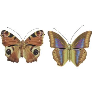 Set van 2x stuks bruin/geel en bruin/oranje vlinder insectenhotels 20 cm - Insectenhotel