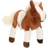 Pluche Bruin/Witte Paarden Knuffel met Witte Manen 26 cm - Paarden Knuffels