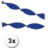 3 Blauwe slingers van crepe papier 5 m - Feestslingers