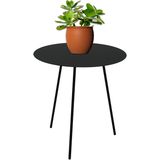 Bijzet tafeltje/plantenpot verhoger - metaal - zwart - D40 x H45 cm - Voor buiten/binnen - Bijzettafels