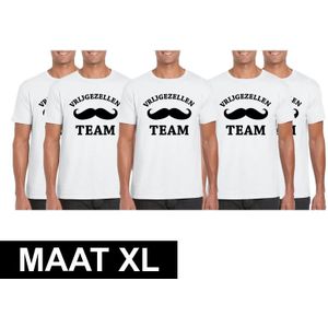 5x Vrijgezellenfeest Team t-shirt wit heren Maat XL - Feestshirts
