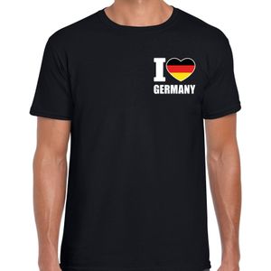 I love Germany t-shirt Duitsland zwart op borst voor heren - Feestshirts