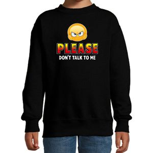 Funny emoticon sweater Please dont talk to me zwart kids - Feesttruien