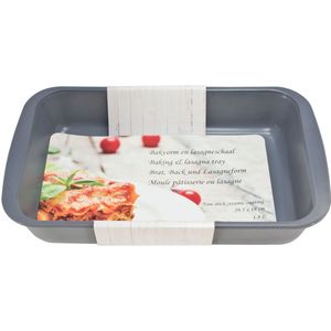 1x Grijze rechthoekige glazen ovenschaal 1,8 liter 29,5 x 18 x 5 cm - Ovenschotel schalen - Bakvorm - Ovenschalen