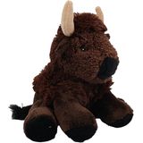 Knuffeldier Bizon - zachte pluche stof - bruin - kwaliteit knuffels - 19 cm - Knuffeldier