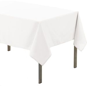 Wit tafellaken voor binnen 140 x 250 cm polyester stof/textiel - Feesttafelkleden