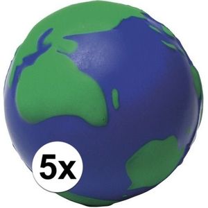 5 Stressballen wereldbol 6,5 cm - Stressballen
