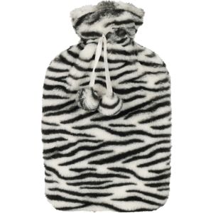 H&S Collection - Warmwaterkruik - Wit/Zwart - 1,75L - Dierenprint Hoes