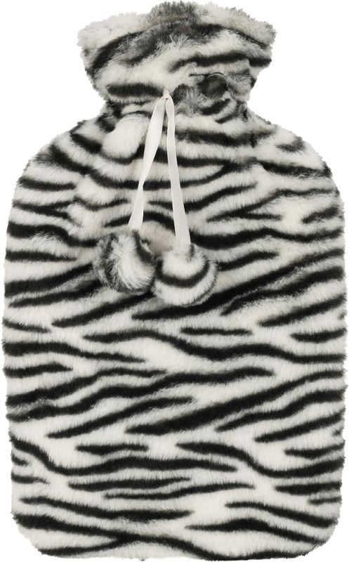 H&S Collection - Warmwaterkruik - Wit/Zwart - 1,75L - Dierenprint Hoes