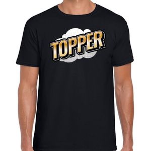 Toppers Topper fun tekst t-shirt voor heren zwart in 3D effect - Feestshirts